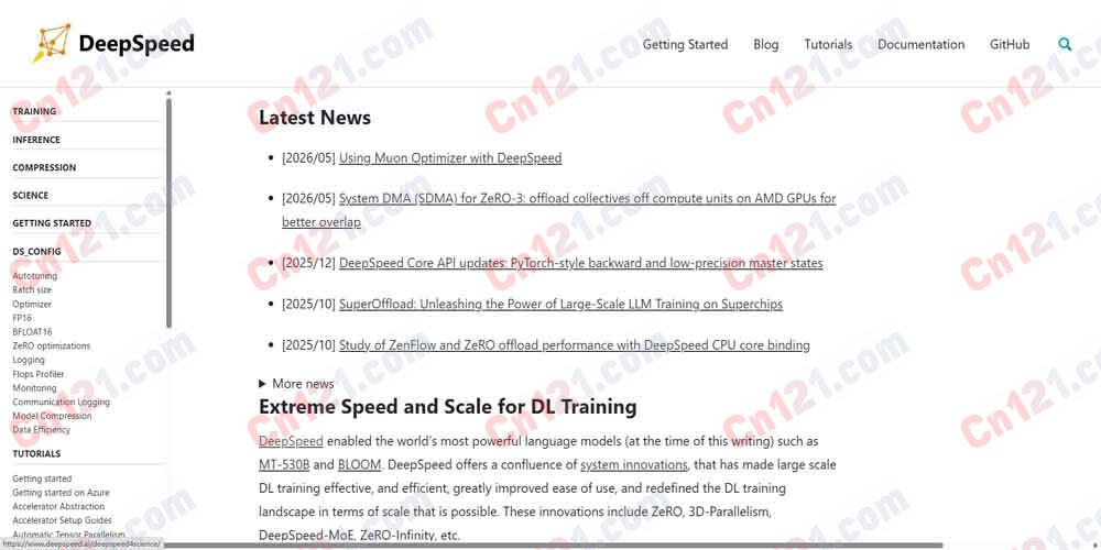 🌟 DeepSpeed｜深度学习训练加速与规模扩展框架｜ZeRO， 3D并行， 支持万亿参数模型训练 免费开源